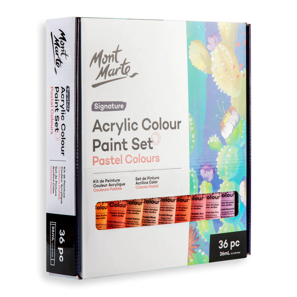 Mont Marte Acrylic Colour Pastel Paint Set Signature 36pc x 36ml