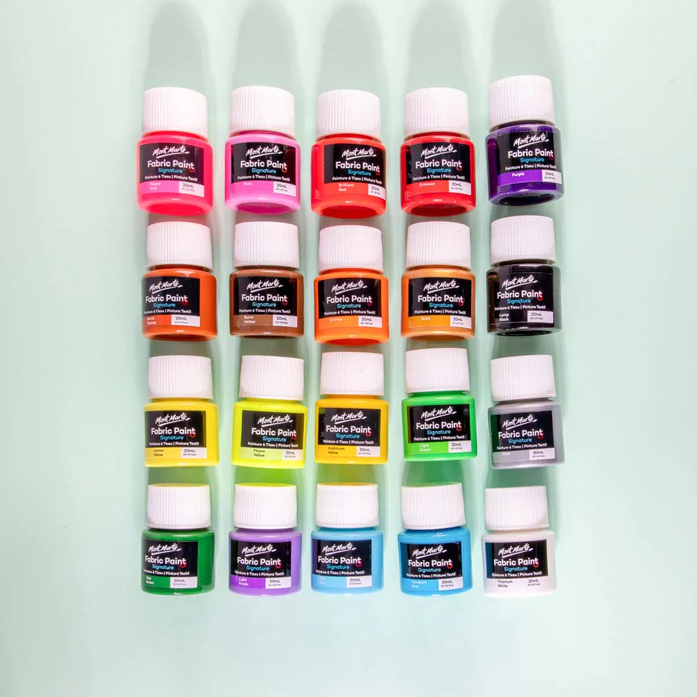 Mont Marte Permanent Fabric Paint Set 8 x 20ml Vivid Colours for