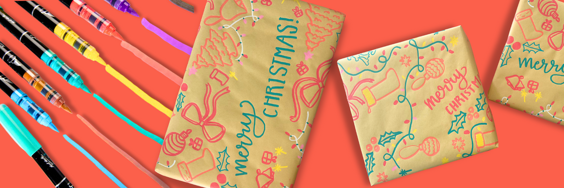 DIY Christmas Wrapping with Paint Pens