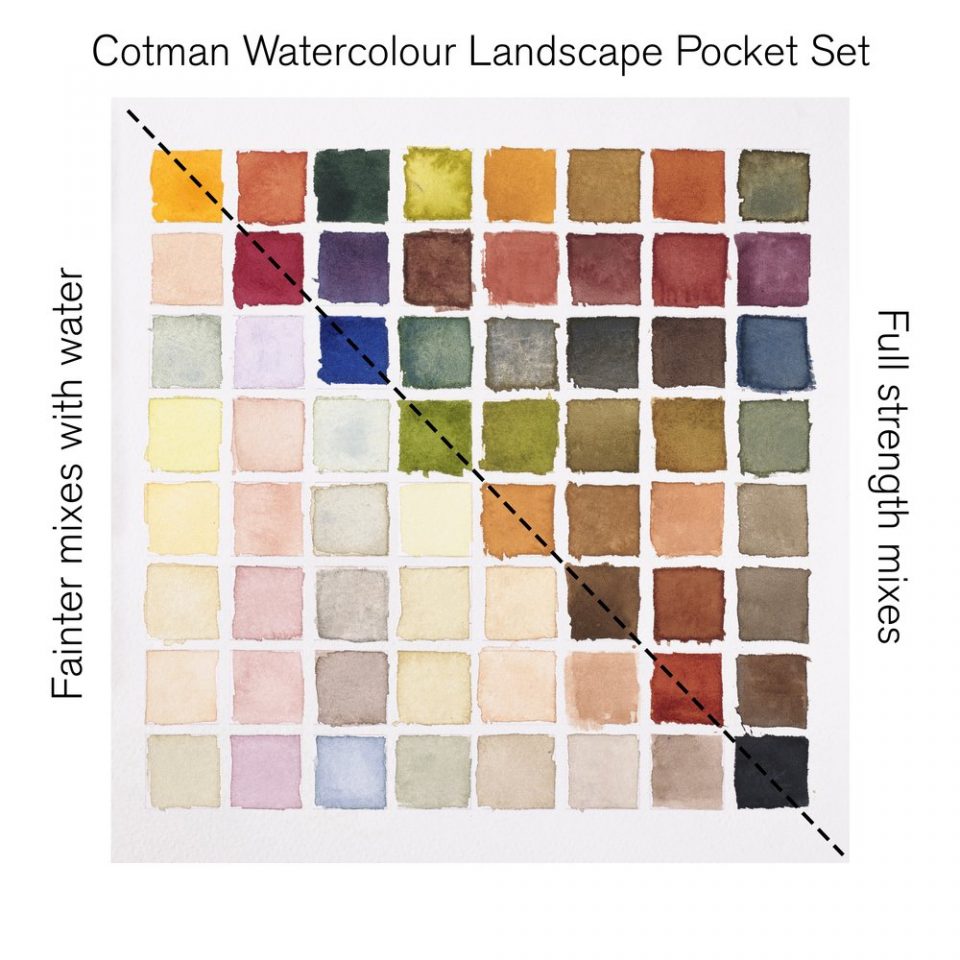 Winsor Newton COTMAN WC Pocket Set 8 Half Pans - Landscape