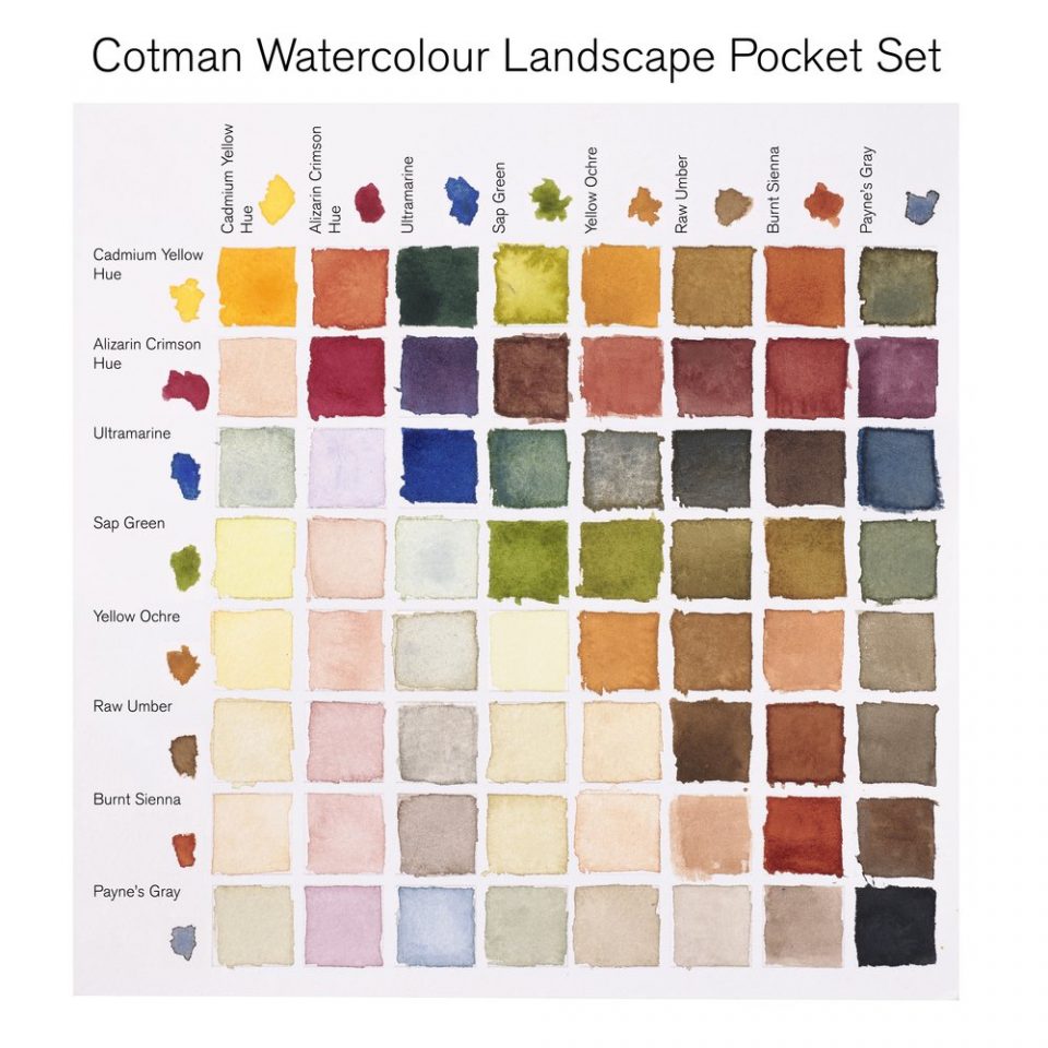 Winsor Newton COTMAN WC Pocket Set 8 Half Pans - Landscape