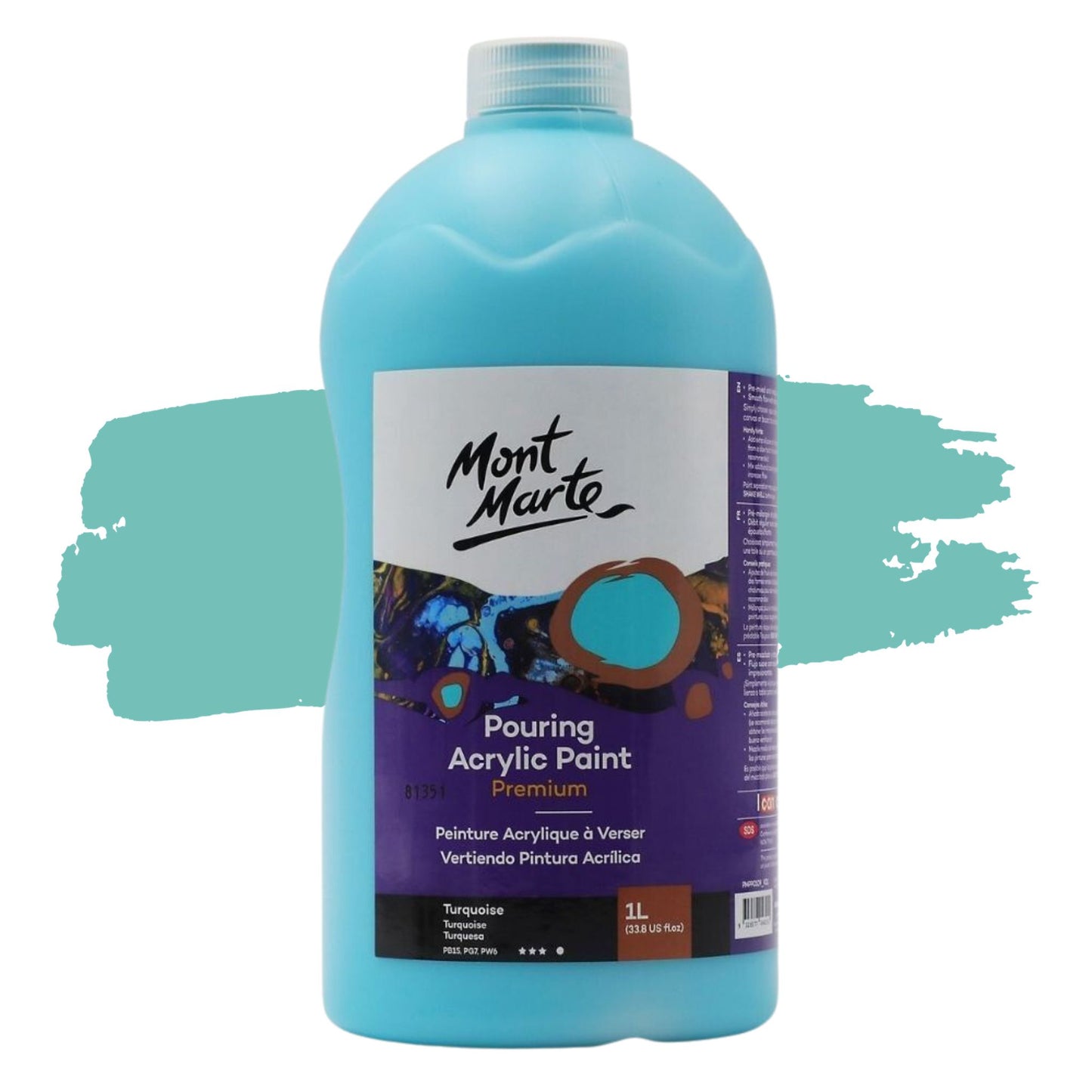 Mont Marte Pouring Acrylic 1 Litre Turquoise