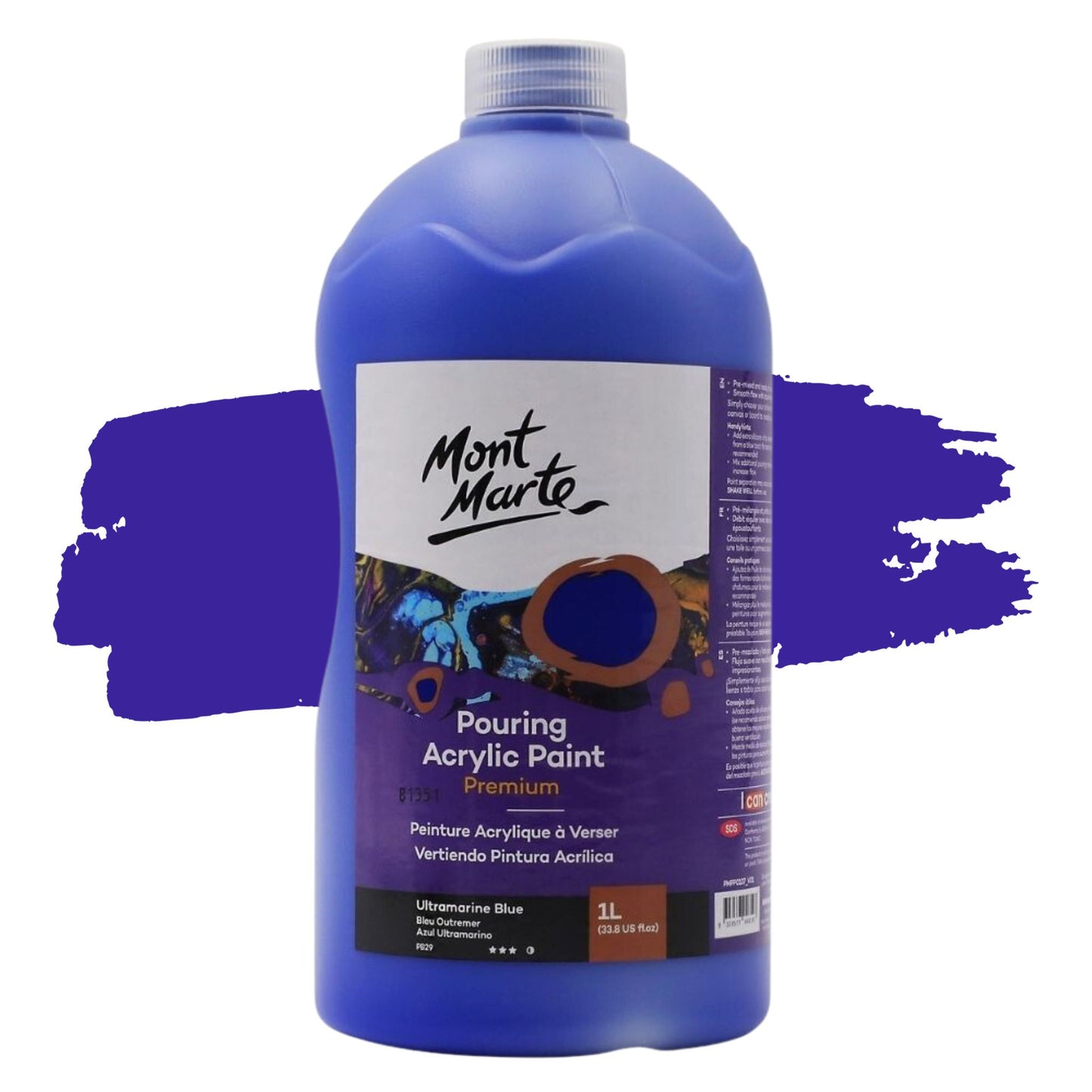 Mont Marte Pouring Acrylic 1 Litre Ultramarine Blue