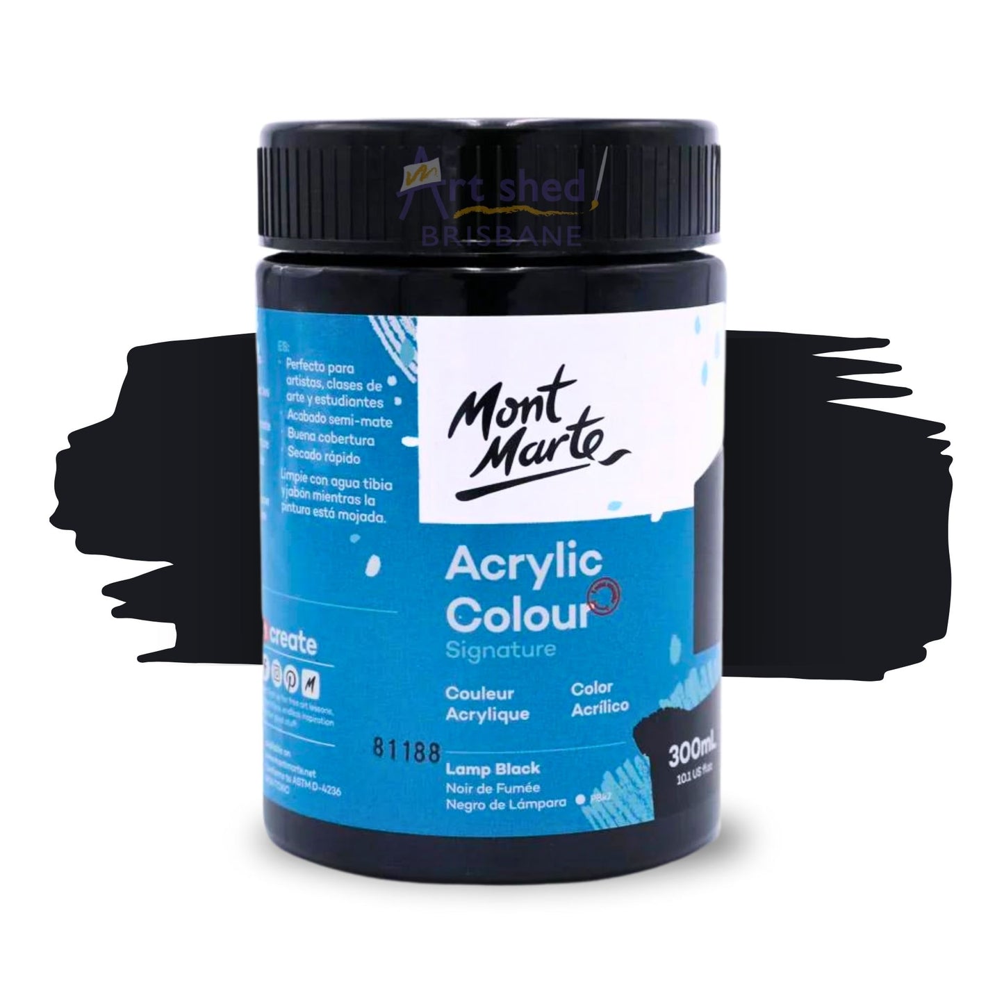 Mont Marte Acrylic Colour Paint 300ml LAMP BLACK