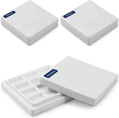 MEEDEN Porcelain Palette 12 Well 9cm Square + Lid