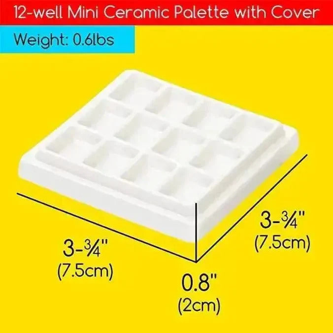 MEEDEN Porcelain Palette 12 Well 9cm Square + Lid