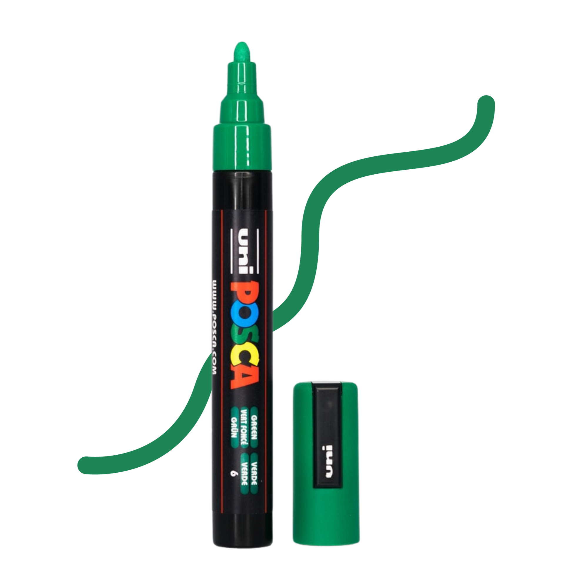 UNI POSCA 5M MEDIUM BULLET 1.8 to 2.5mm GREEN