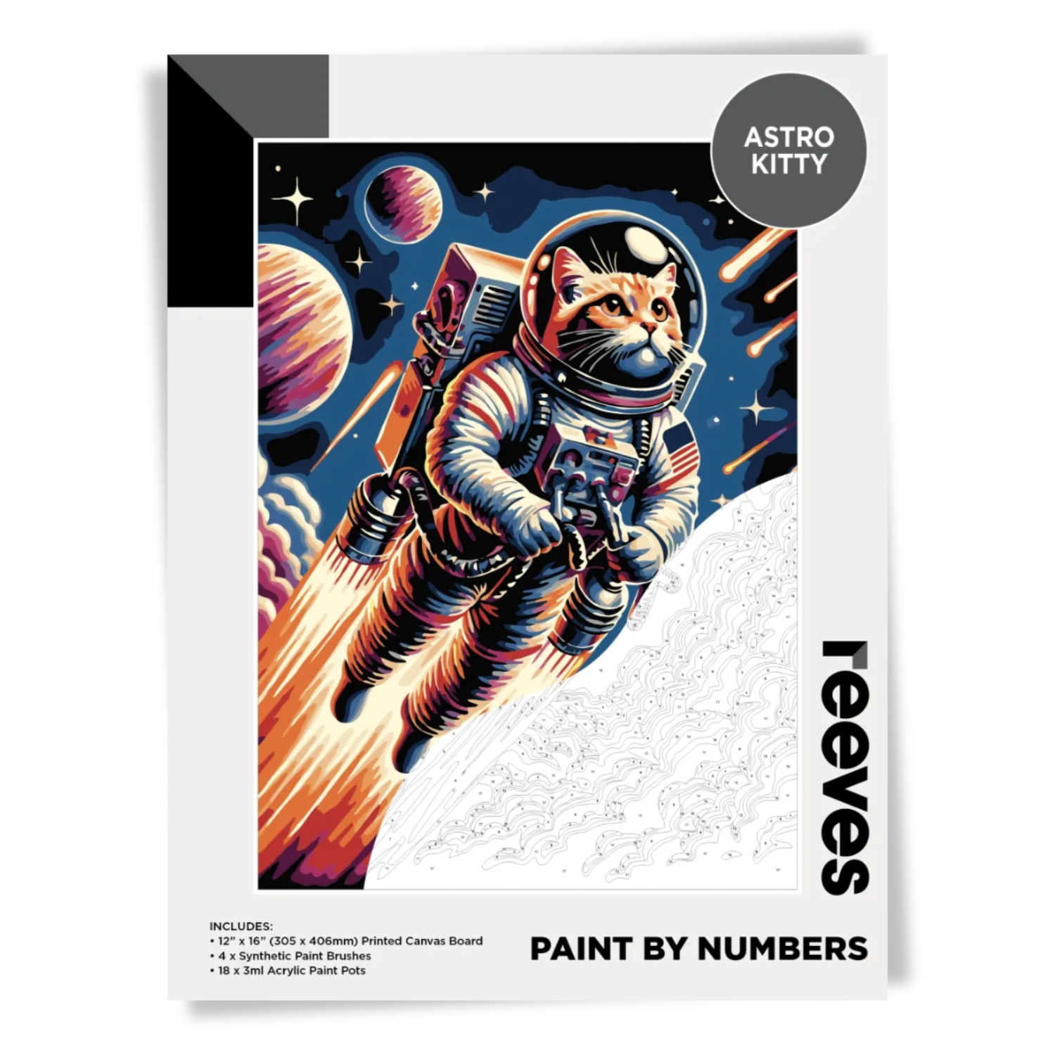 Reeves Paint By Numbers 12x16 inch - Astro Kitty