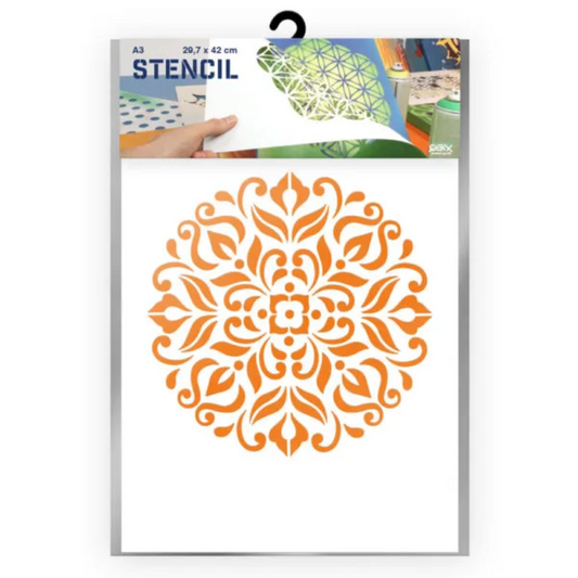 QBIX A3 1 Layer Mandala Stencil Mandala 11