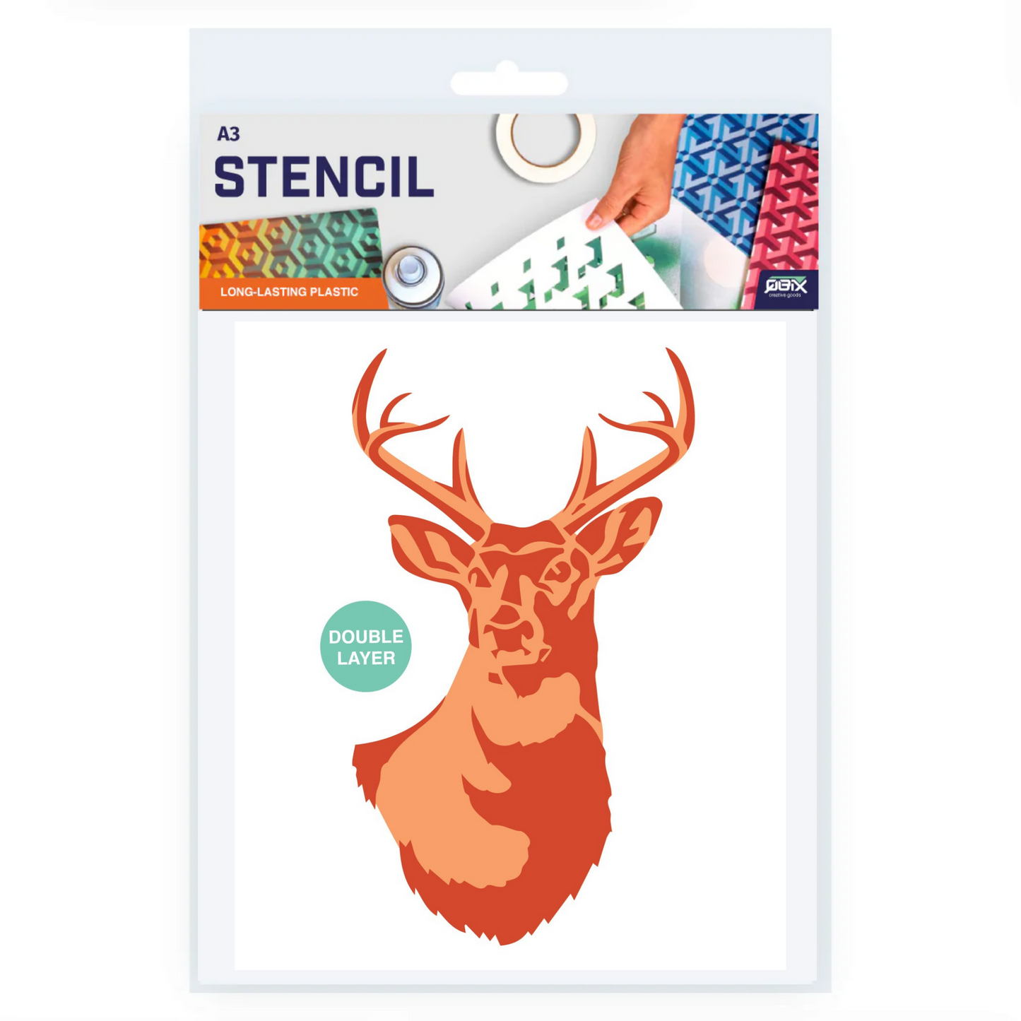 QBIX A3 2 Layer Animal Stencil Deer Head