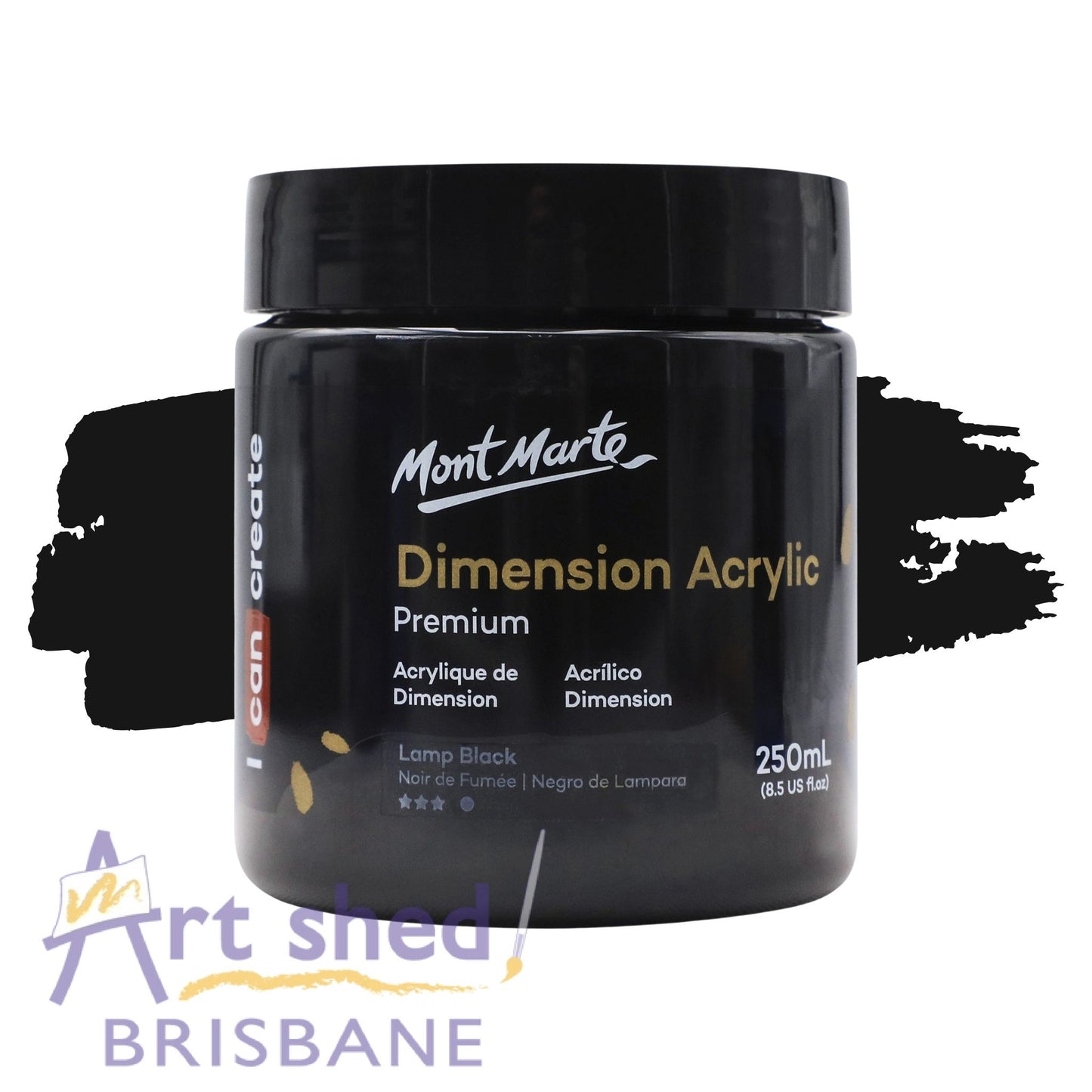 Mont Marte Dimension Acrylic Paint 250ml LAMP BLACK