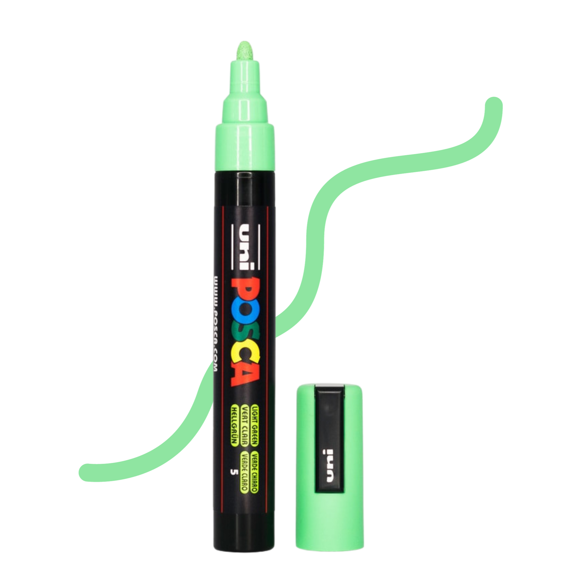 UNI POSCA 5M MEDIUM BULLET 1.8 to 2.5mm LIGHT GREEN