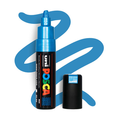 UNI POSCA 8K BOLD CHISEL 8.0mm Metallic Blue