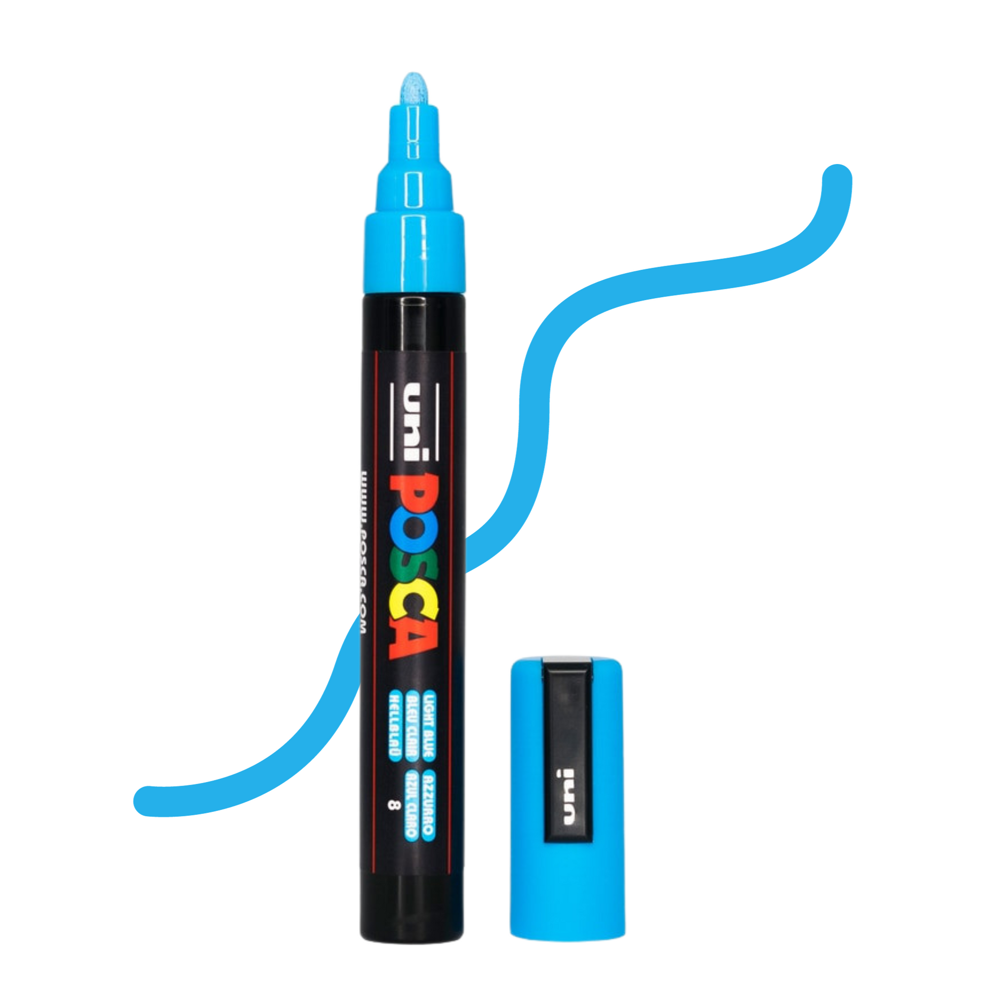 UNI POSCA 5M MEDIUM BULLET 1.8 to 2.5mm Light Blue