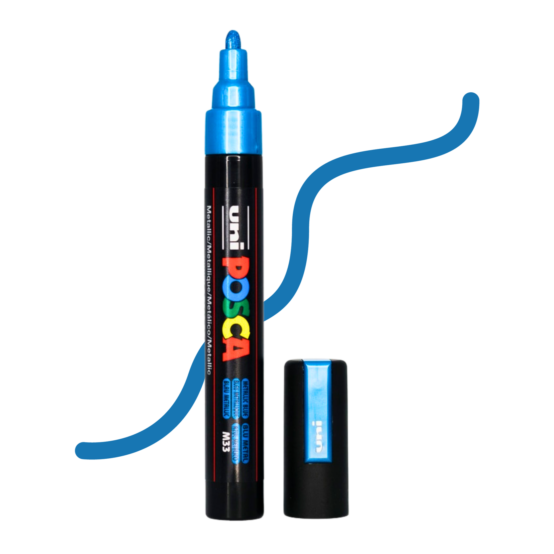 UNI POSCA 5M MEDIUM BULLET 1.8 to 2.5mm Metallic Blue