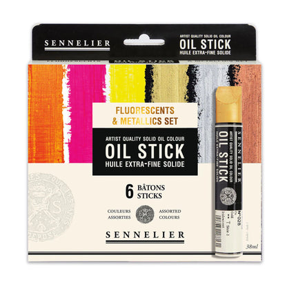 Sennelier Artist Oil Stick Set of 6 - Fluoro + Metallic