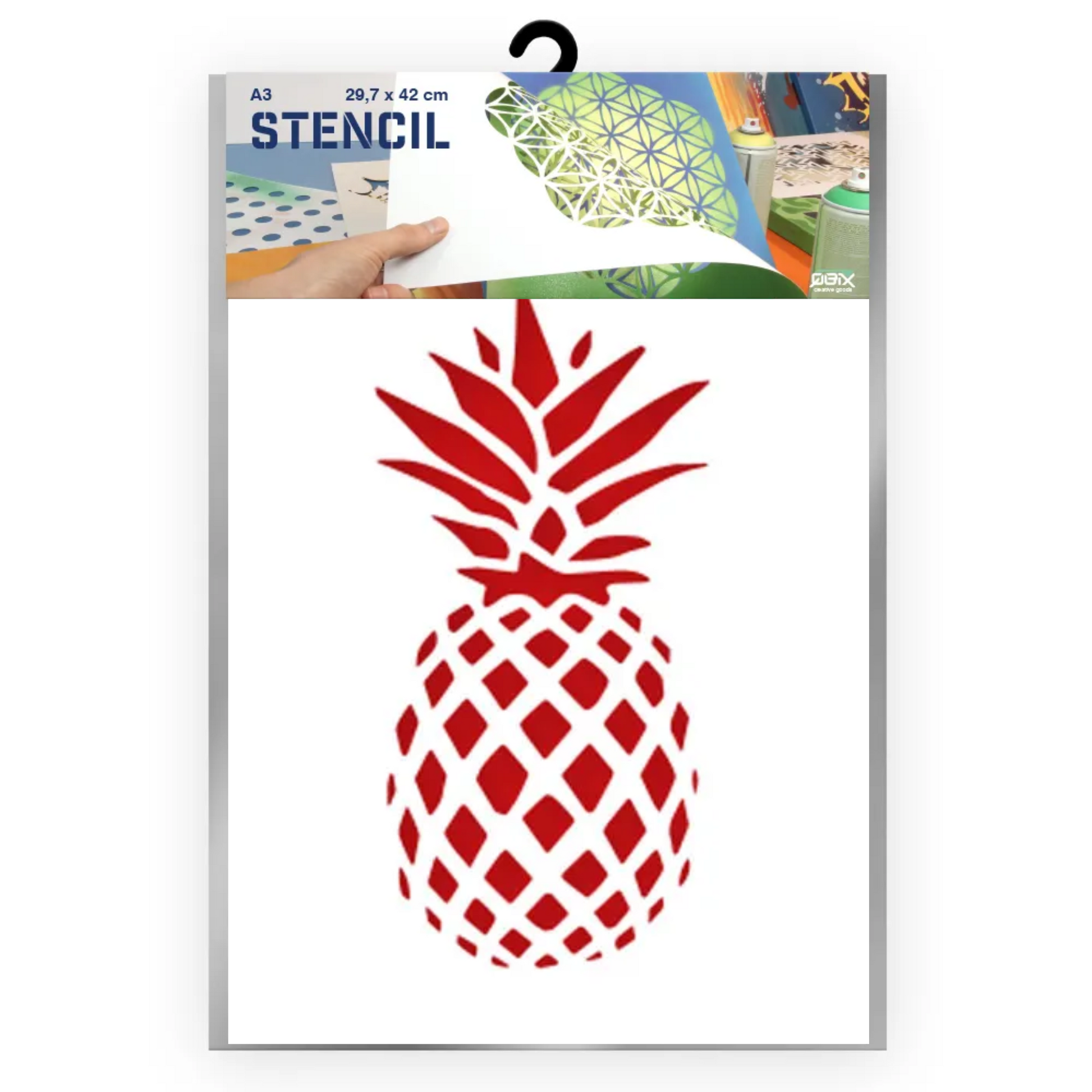 QBIX A3 1 Layer Flora Stencil Pineapple