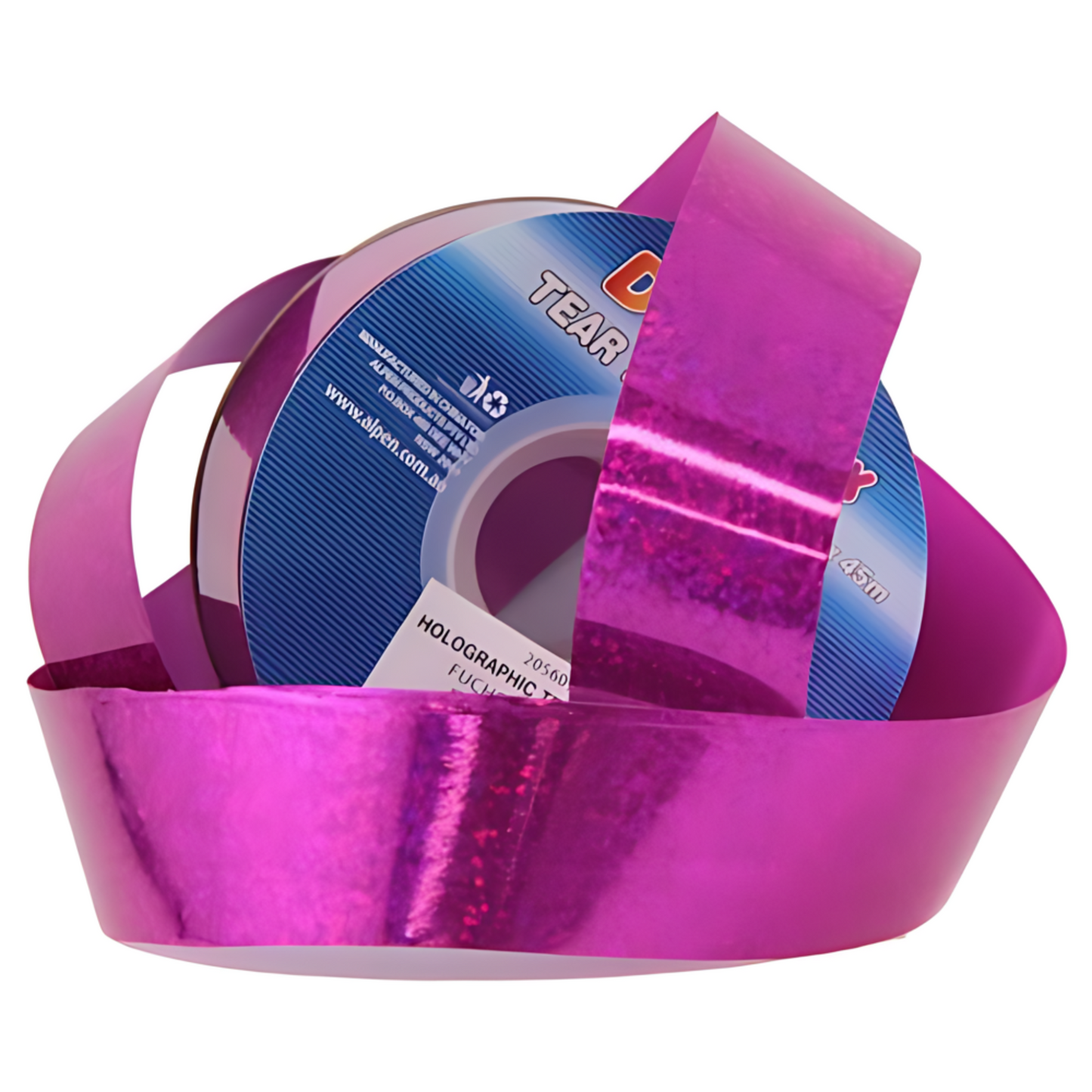 Tear and Curl Ribbon 32mm x 45m Holographic Fuschia