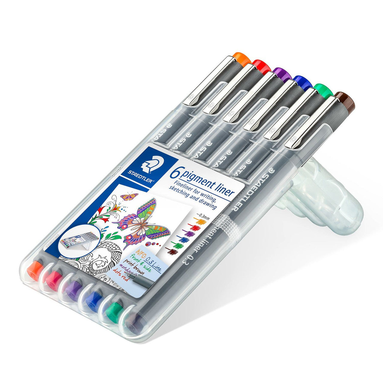 Staedtler Pigment Liner 0.3mm 6 pc wallet - Dark Colours