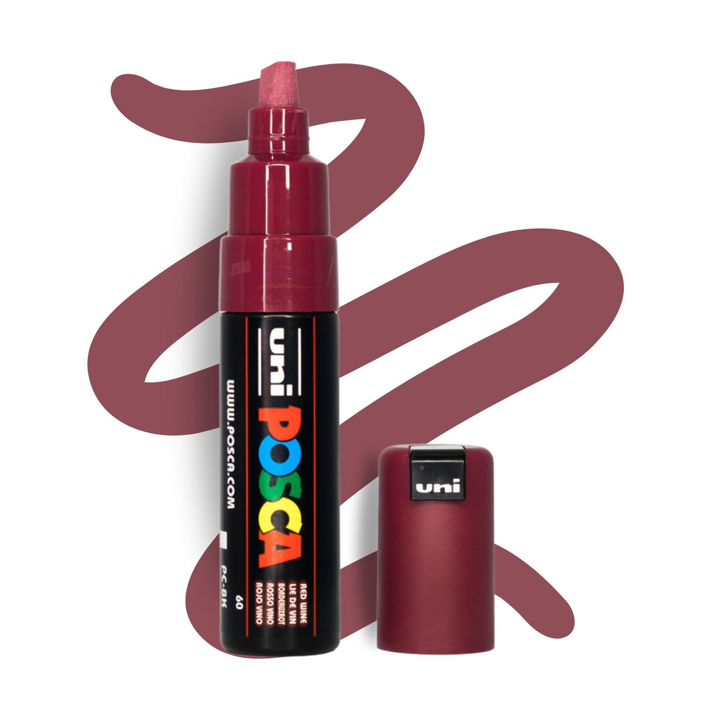 UNI POSCA 8K BOLD CHISEL 8.0mm RED WINE