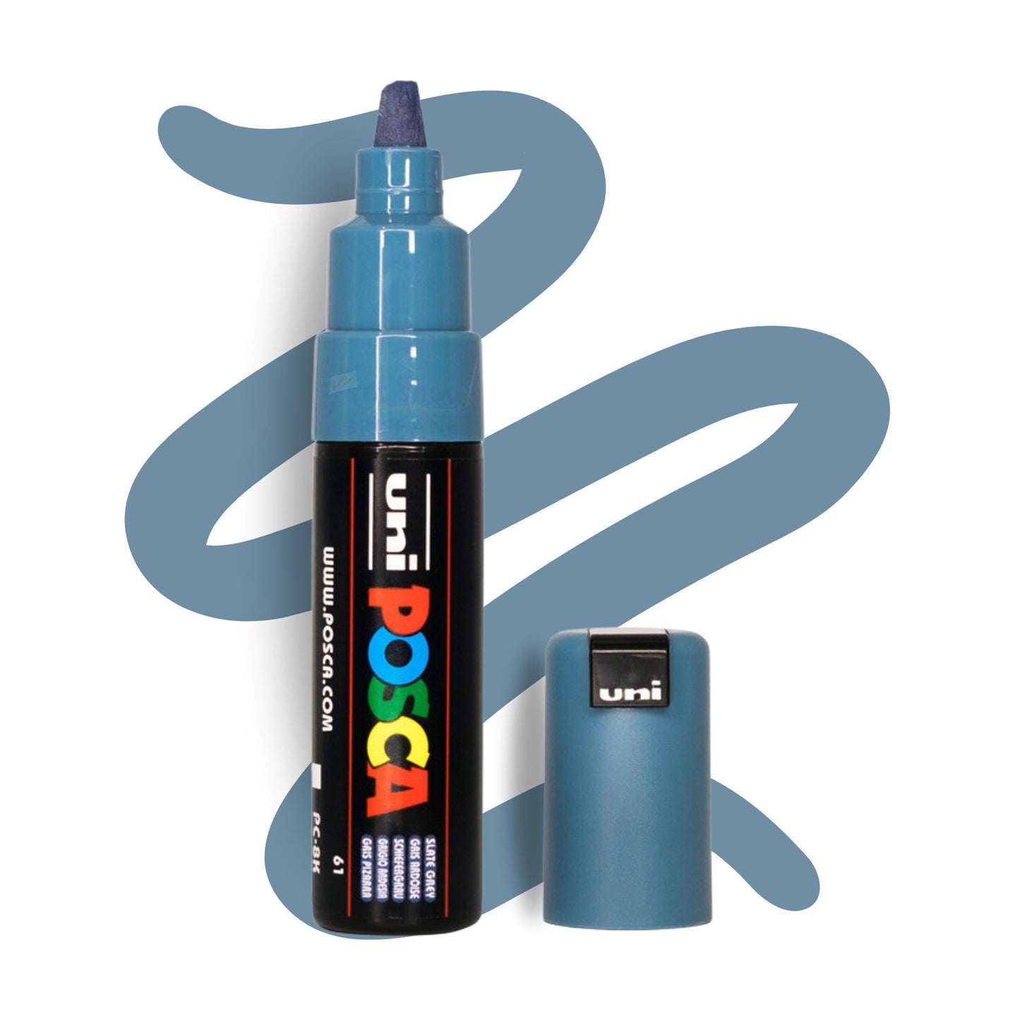 UNI POSCA 8K BOLD CHISEL 8.0mm SLATE GREY