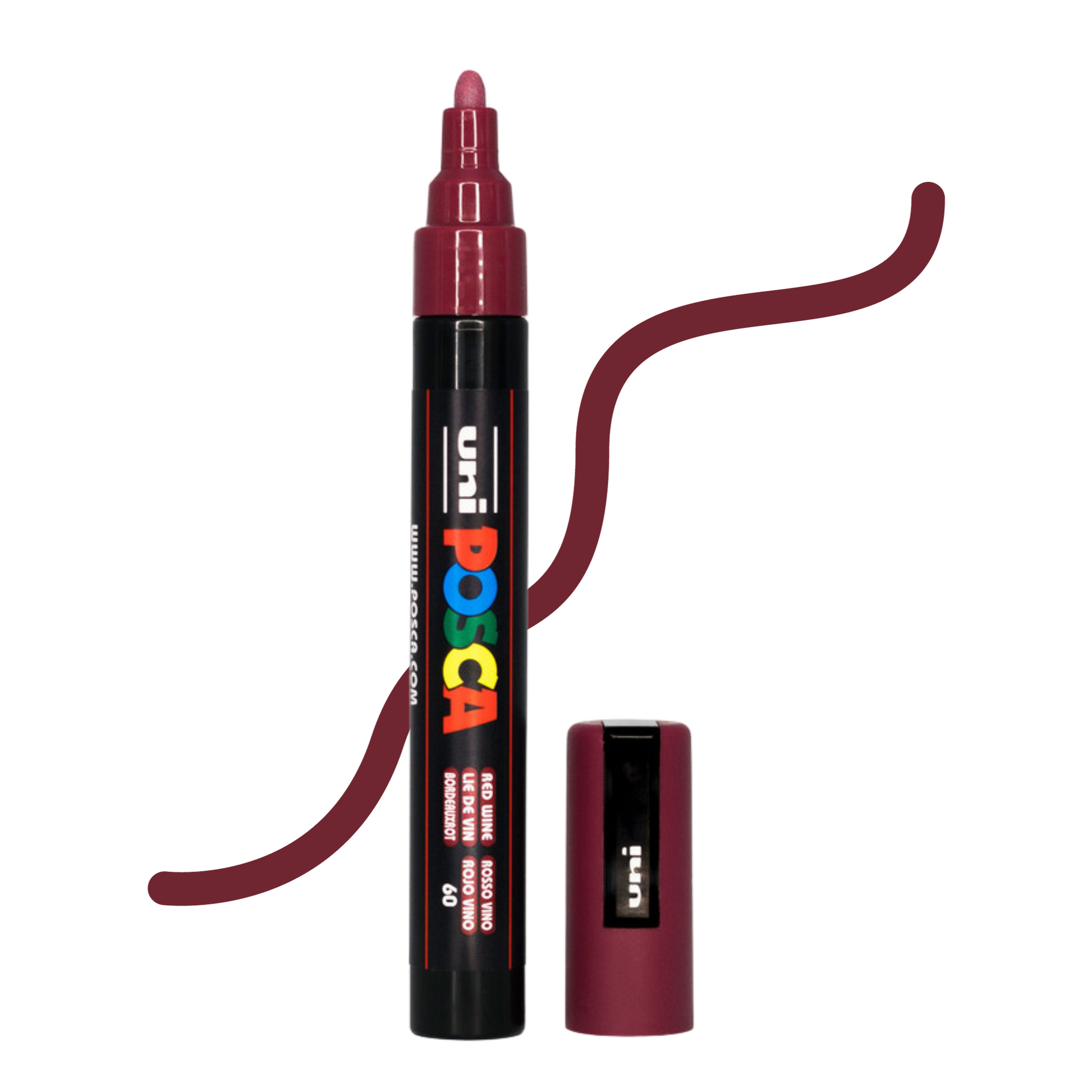 UNI POSCA 5M MEDIUM BULLET 1.8 to 2.5mm RED WINE