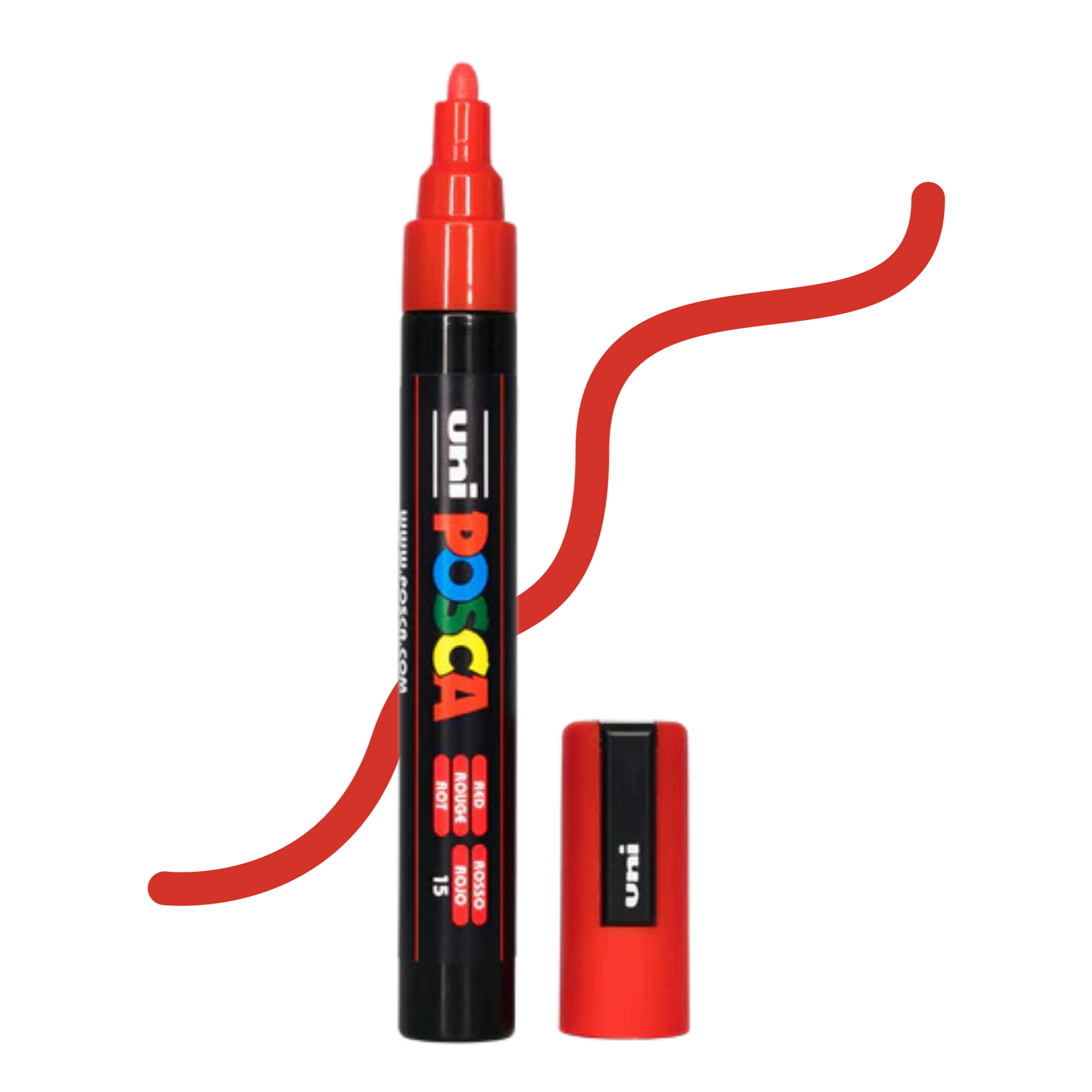 UNI POSCA 5M MEDIUM BULLET 1.8 to 2.5mm Red