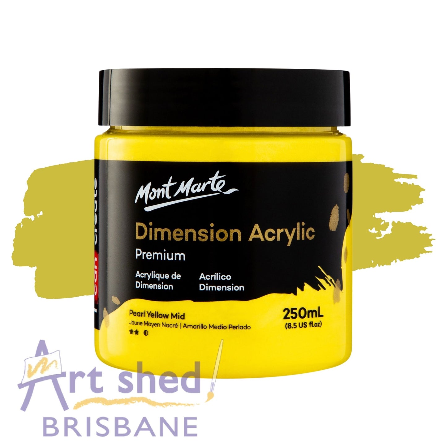 Mont Marte Dimension Acrylic Paint 250ml Pearl Yellow Mid