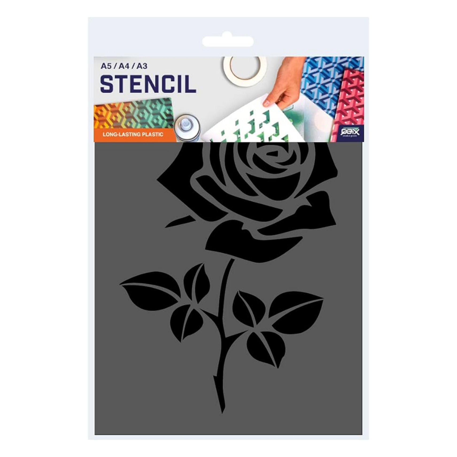 QBIX A3 2 Layer Flora Stencil Rose Flower