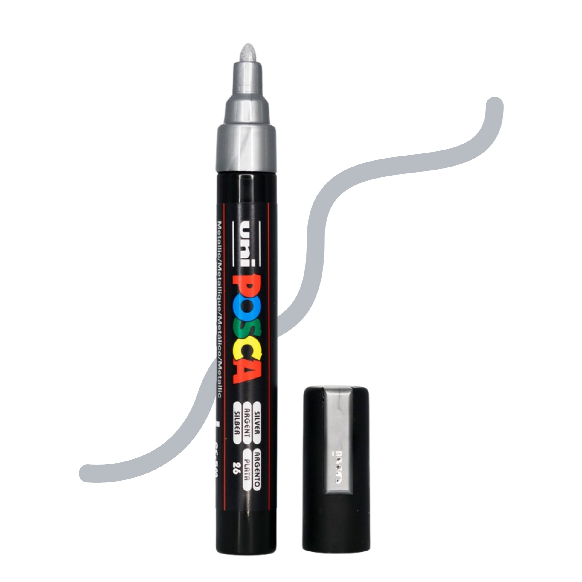 UNI POSCA 5M MEDIUM BULLET 1.8 to 2.5mm Silver