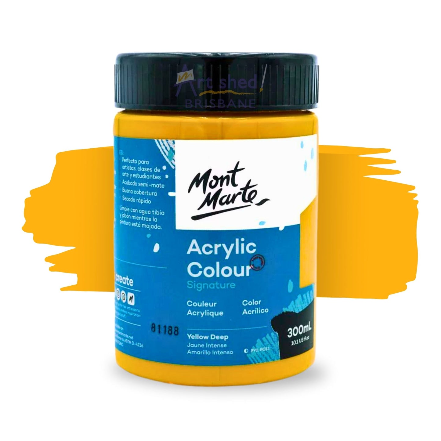 Mont Marte Acrylic Colour Paint 300ml Yellow Deep