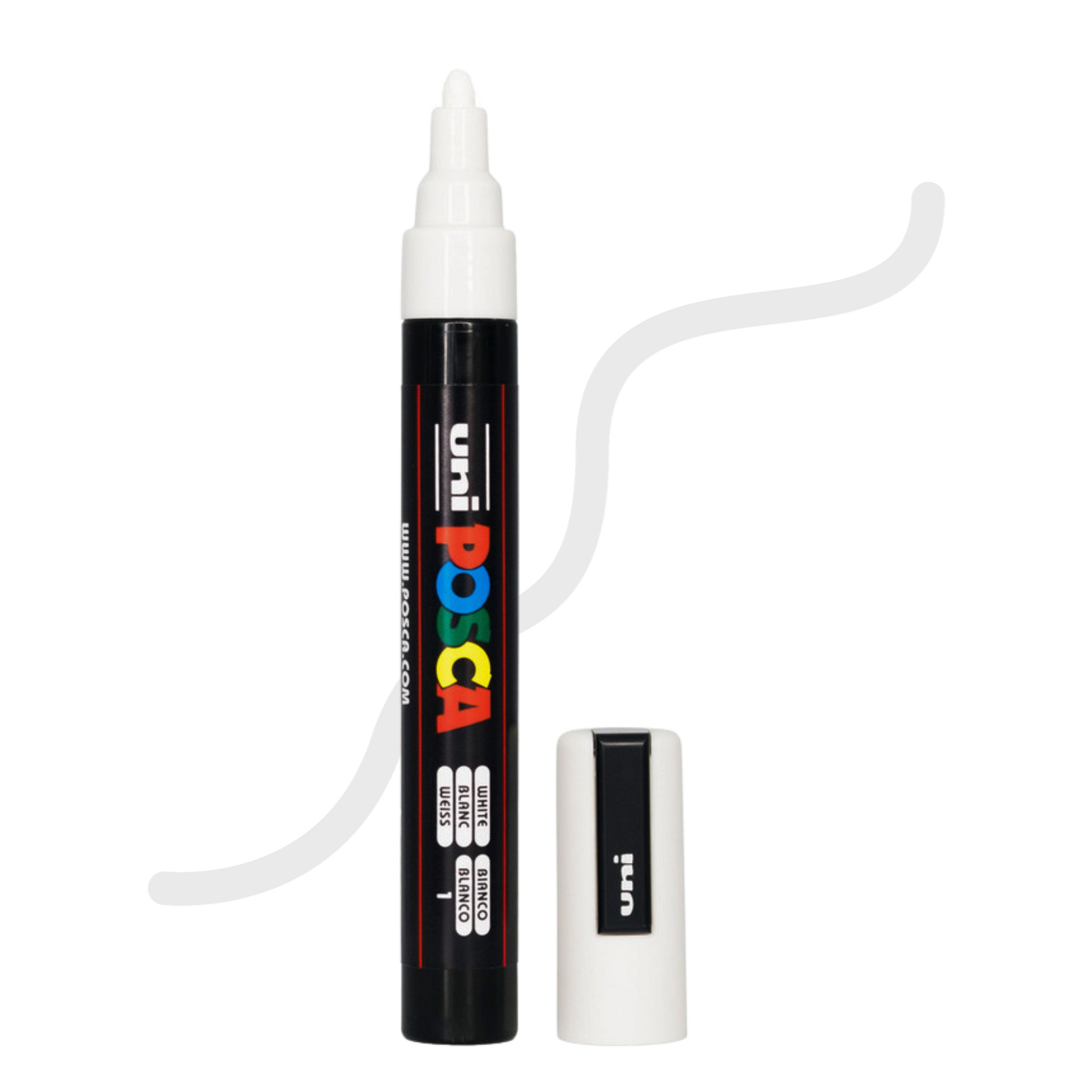 UNI POSCA 5M MEDIUM BULLET 1.8 to 2.5mm White