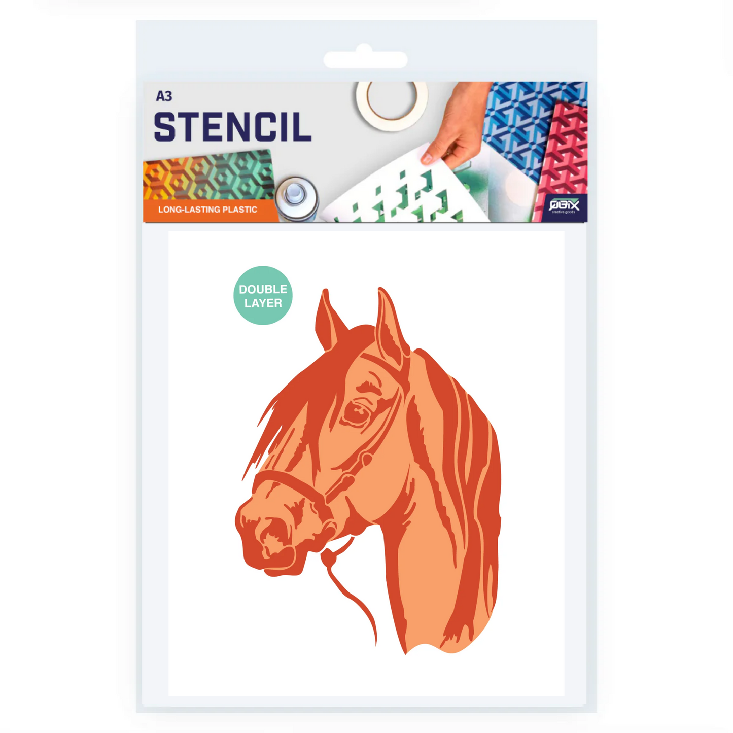 QBIX A3 2 Layer Animal Stencil Horse Head