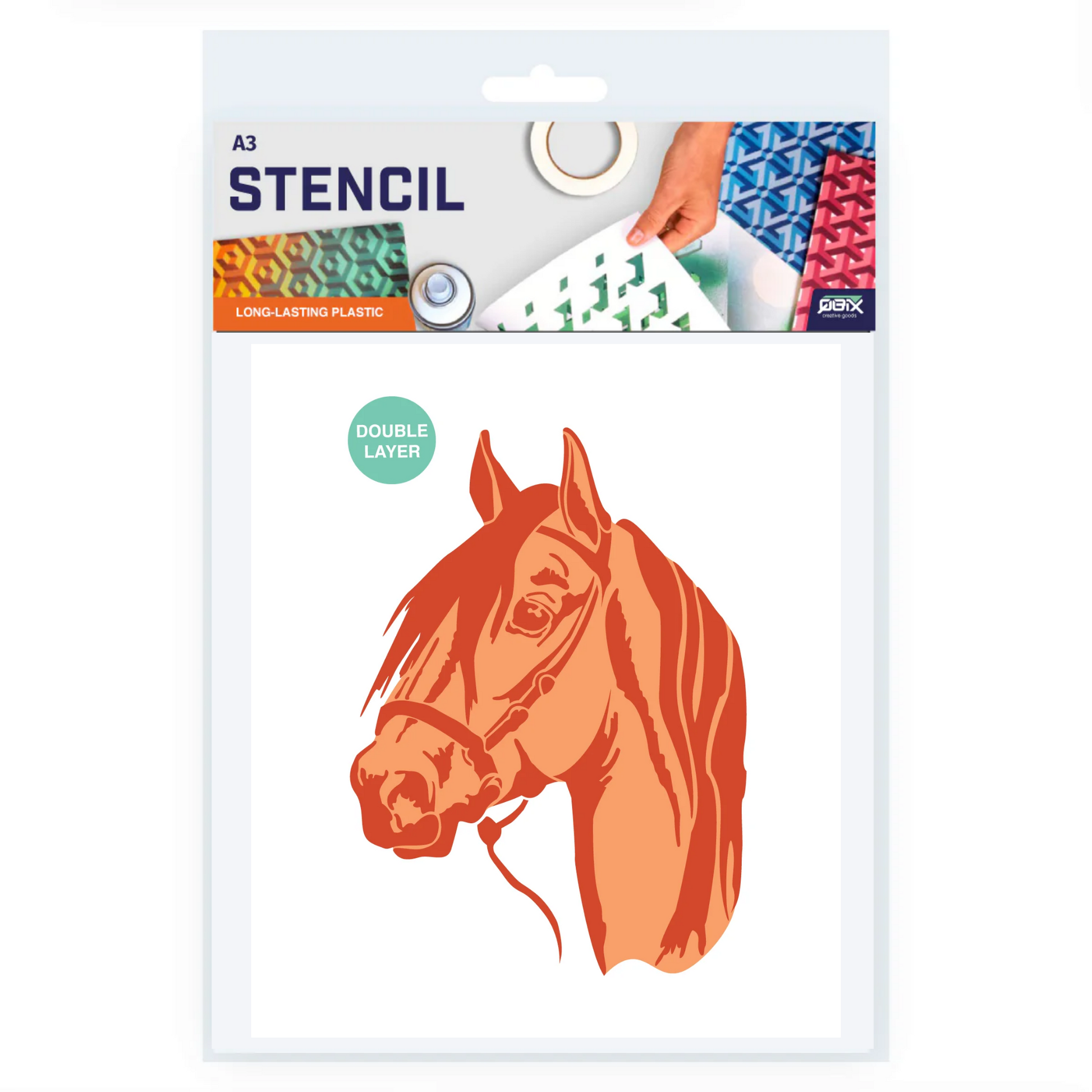 QBIX A3 2 Layer Animal Stencil Horse Head