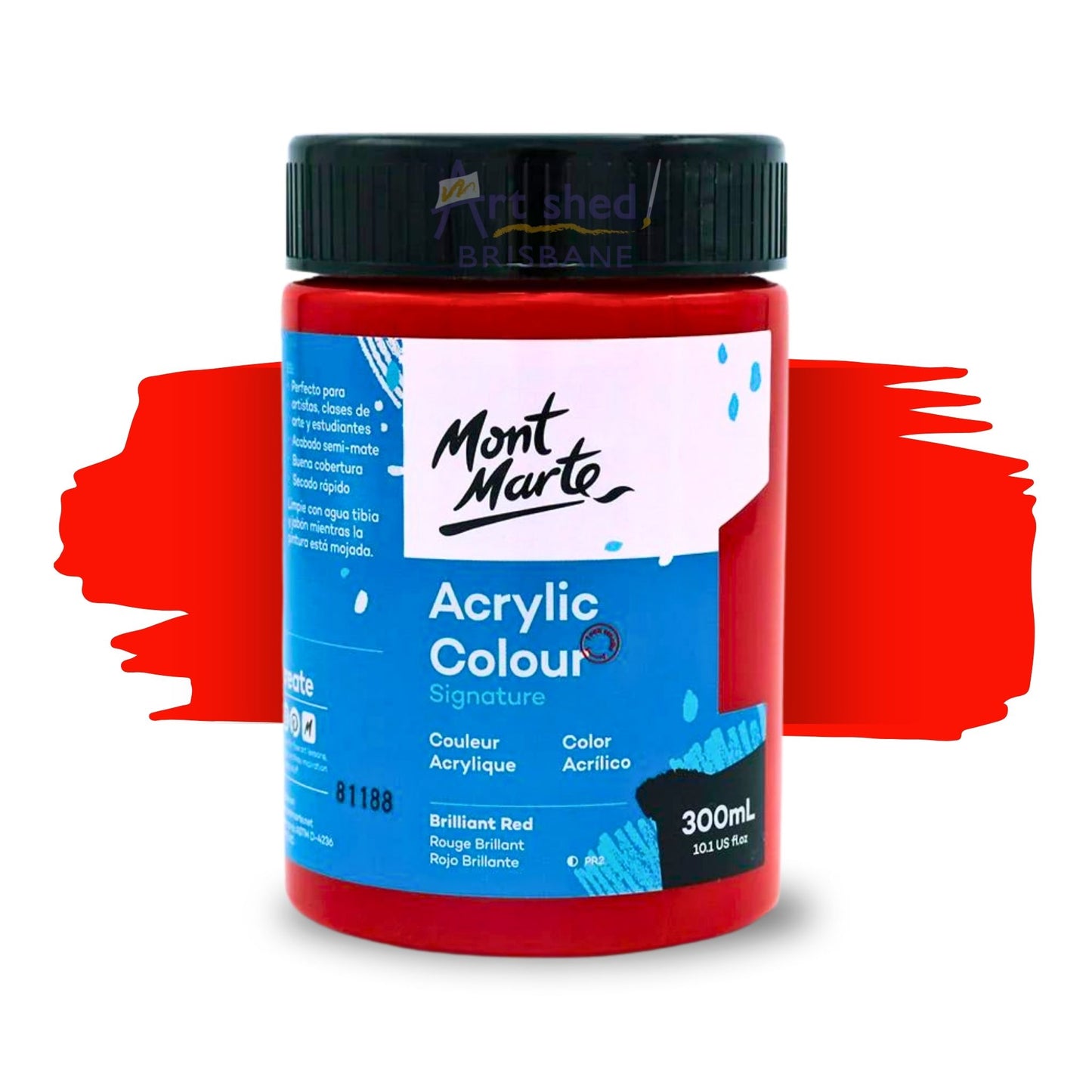 Mont Marte Acrylic Colour Paint 300ml Brilliant Red