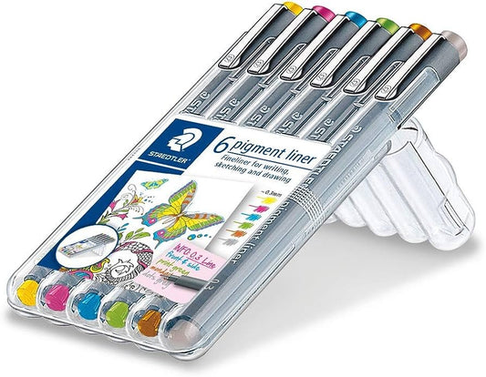 Staedtler Pigment Liner 0.3mm 6 pc wallet - Light Colours