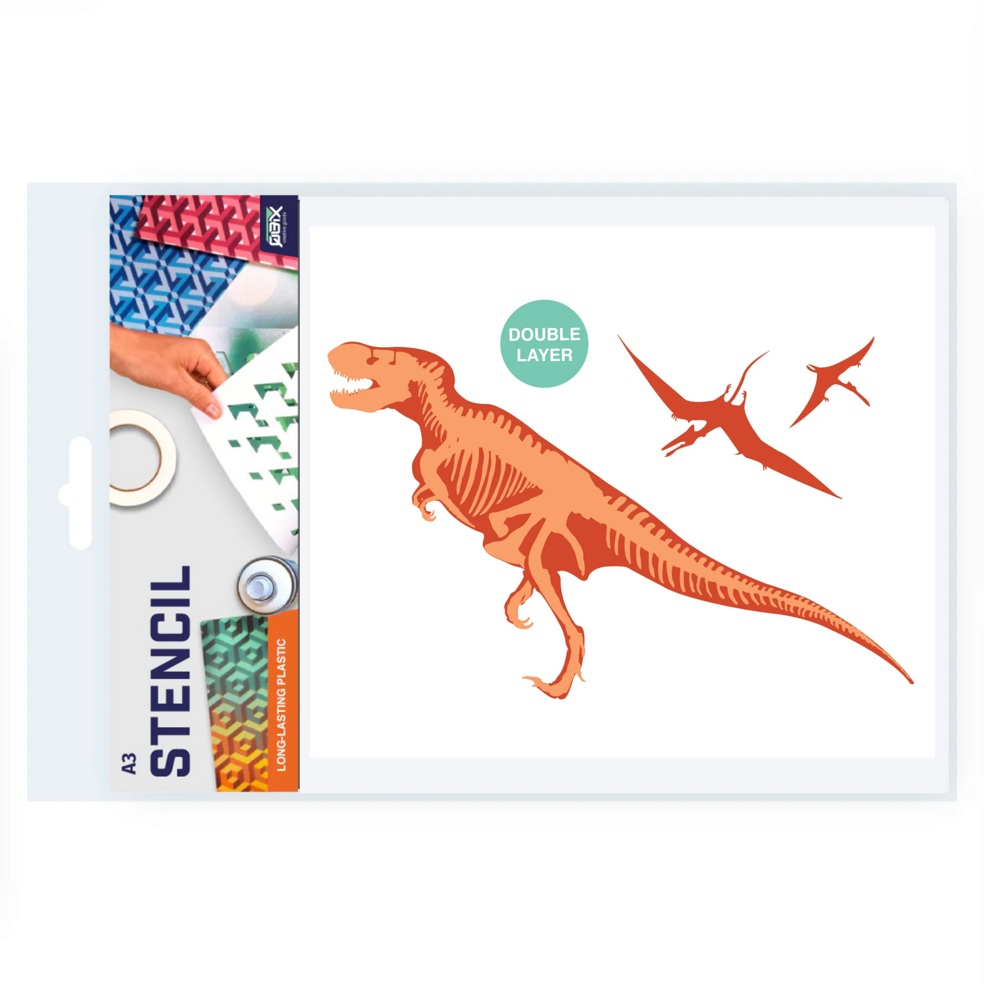 QBIX A3 2 Layer Animal Stencil T-Rex Dinosaur