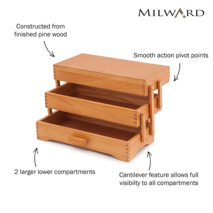 Milward Craft Box Cantilever Pine 38cmx17cmx18cm