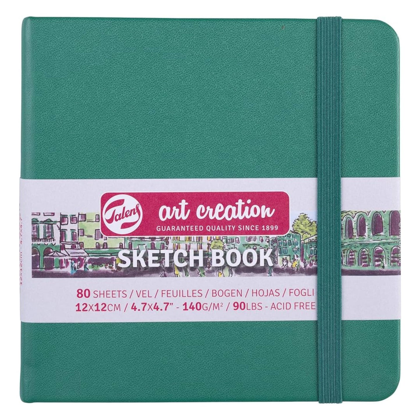 Talens Art Creation Hardback Sketchbook 140gsm 12x12cm Forest Green