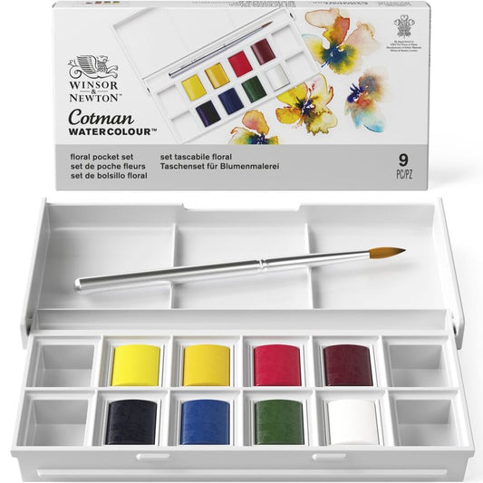 Winsor Newton COTMAN WC Pocket Set 8 Half Pans - Floral