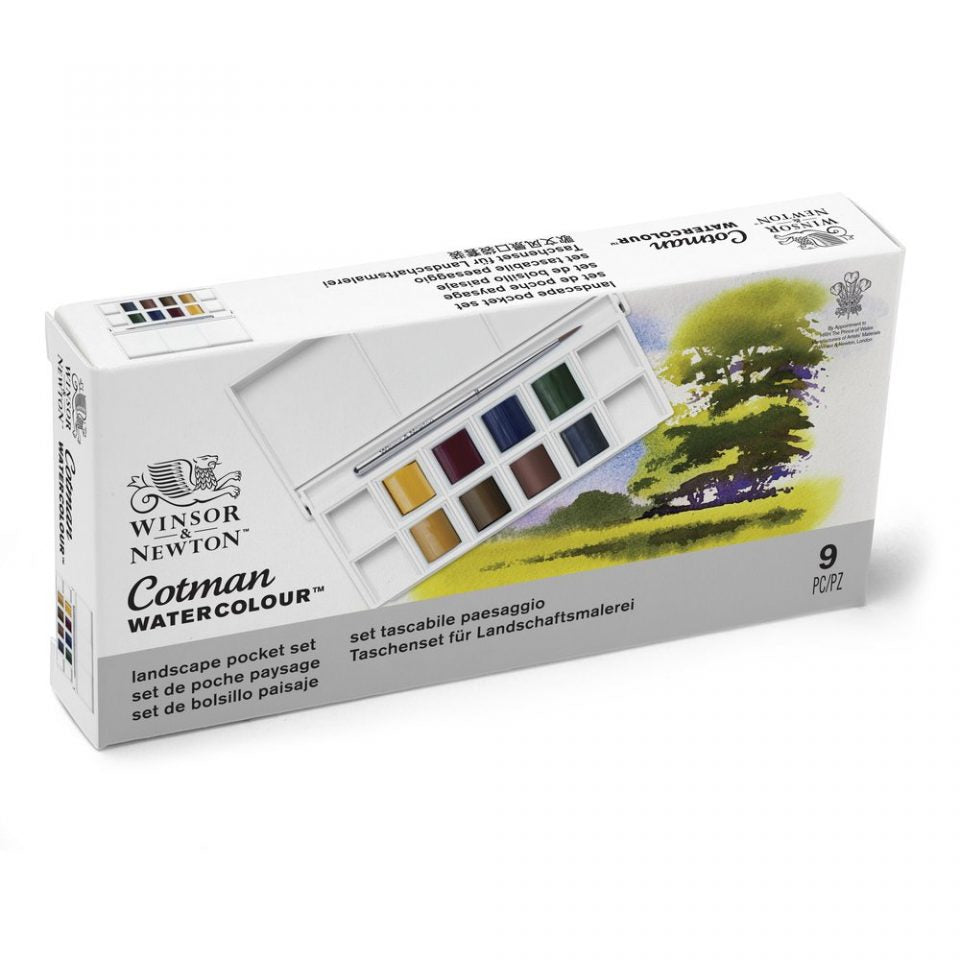 Winsor Newton COTMAN WC Pocket Set 8 Half Pans - Landscape