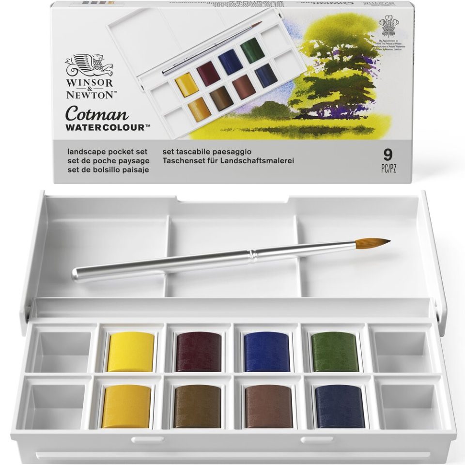 Winsor Newton COTMAN WC Pocket Set 8 Half Pans - Landscape