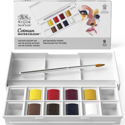 Winsor Newton COTMAN WC Pocket Set 8 Half Pans - Portrait