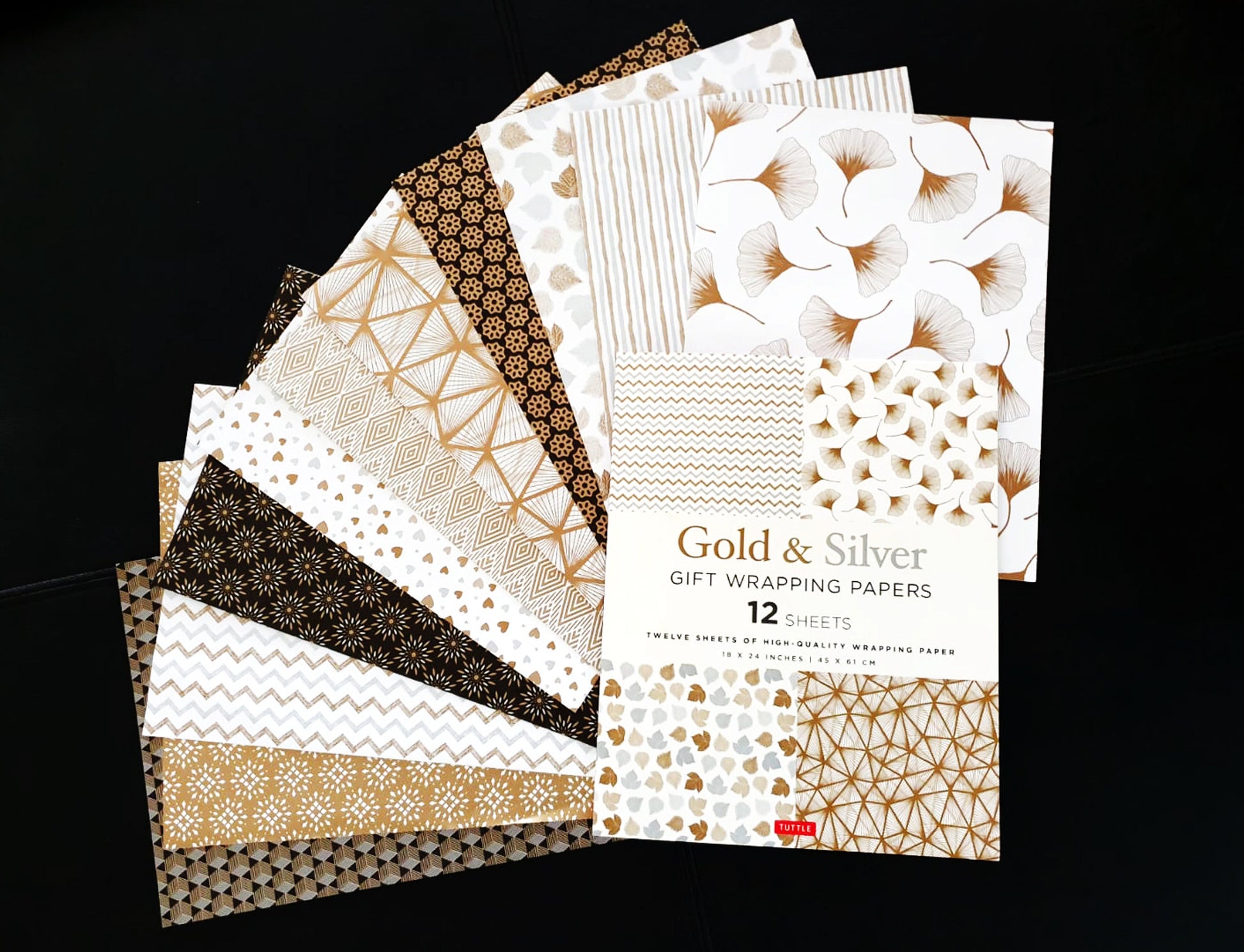 Gift Wrapping Paper 12 sheets - Gold and Silver