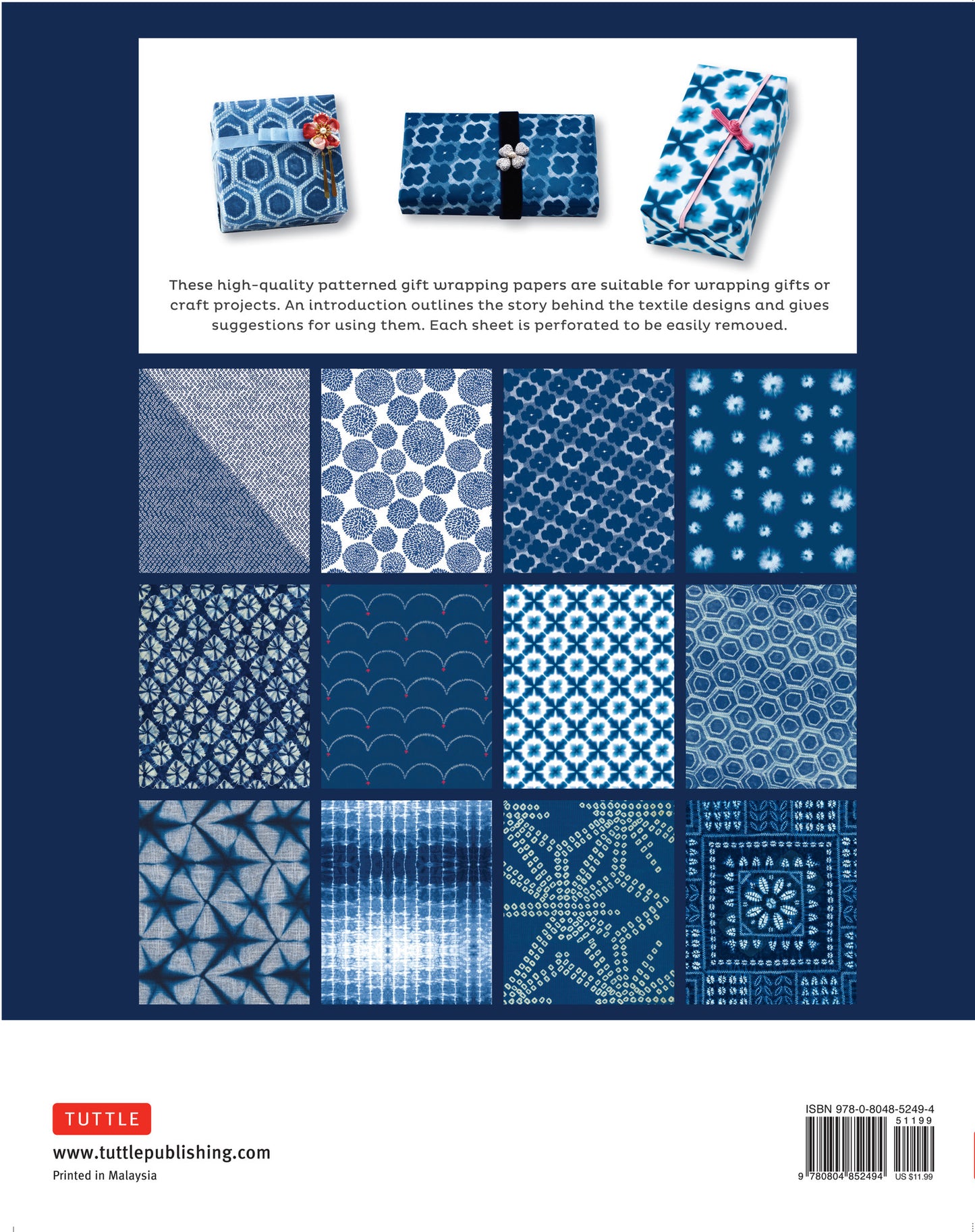 Gift Wrapping Paper 12 sheets - Japanese Shibori