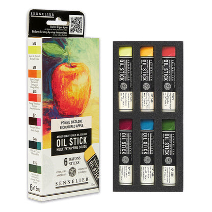 Sennelier Set of 6 Mini Artist Oil Sticks Bicoloured Apple