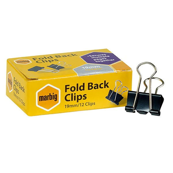 Black Fold Back Clip 19mm