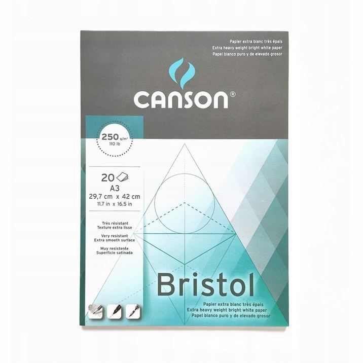 Canson Bristol Paper Pad 250gsm Very Smooth A3