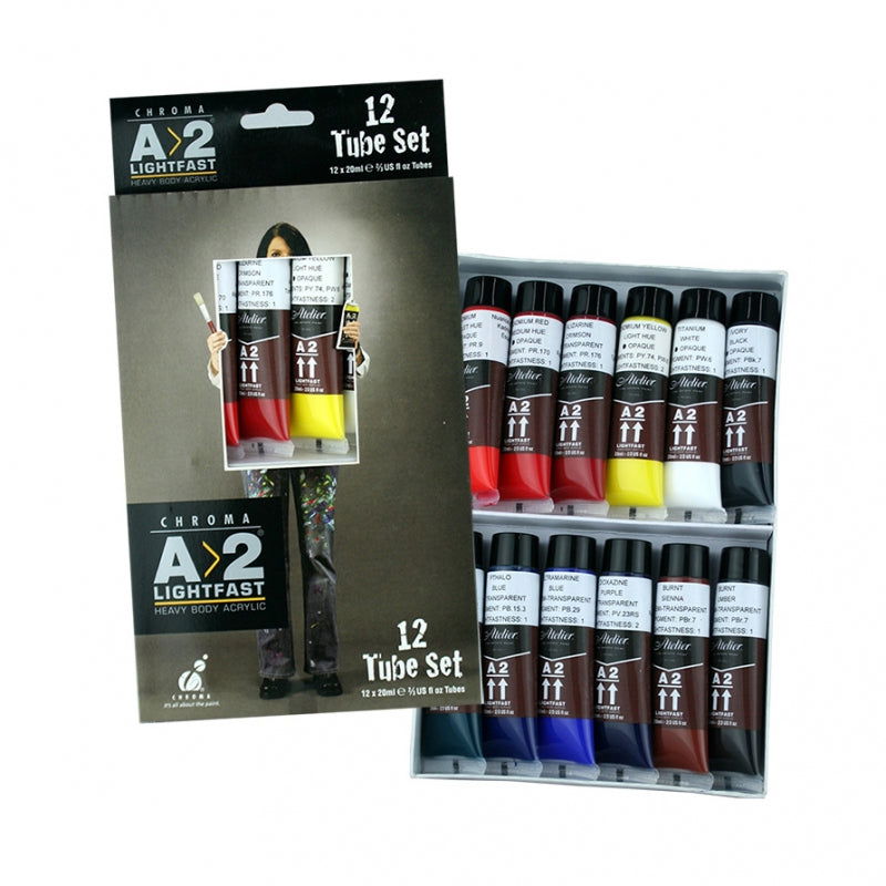 Chroma A2 Acrylic 12 x 20ml Tube Set