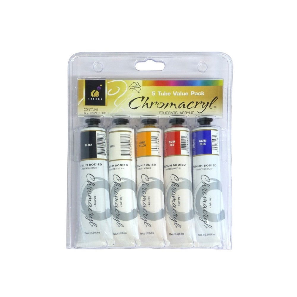 Chromacryl Student Acrylic WARM Set 75ml x 5